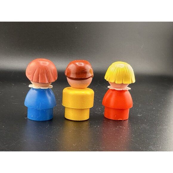 Set of 3 Vintage Fisher Price Little People Girls Boy Blue Red Yellow Figures - Picture 2 of 4